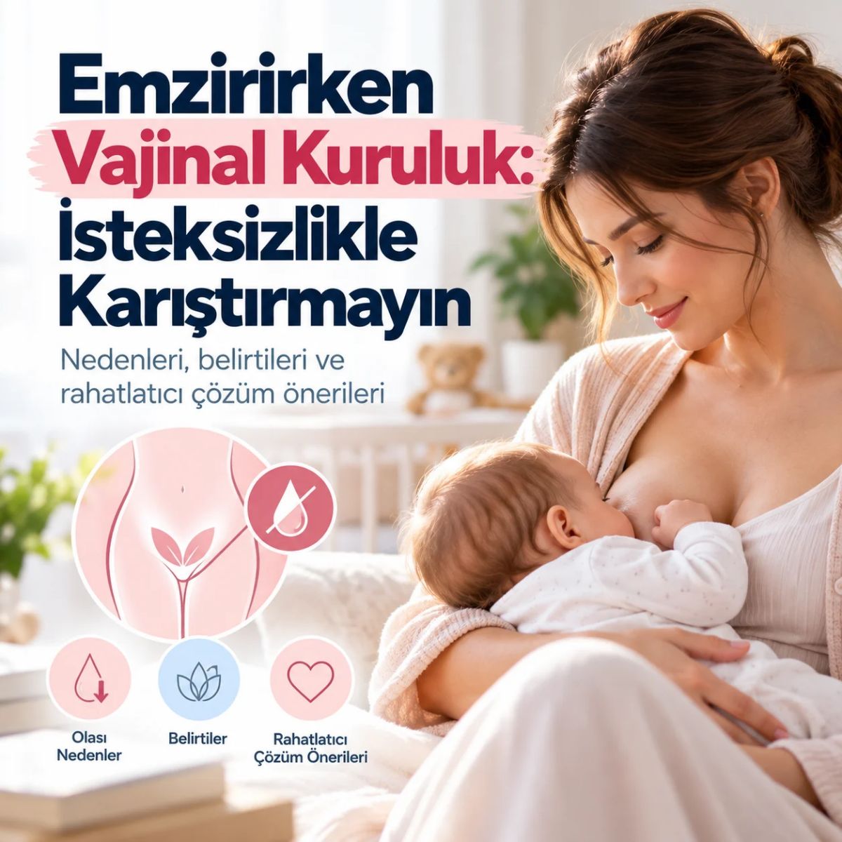 Emziren bir kadın ve vajinal kuruluk alakaları ile ilgili görsel